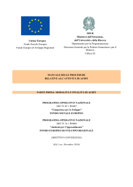 Manuale delle procedure relative all`attivit&agrave; di Audit