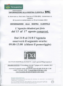 INFORMAZIONI ALLA NOSTRA CLIENTELA BNL!