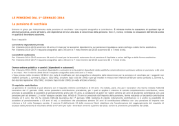 LE PENSIONI DAL 1&deg; GENNAIO 2014 La pensione