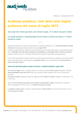 Audiweb Total Digital Audience luglio 2015