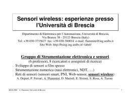 Sensori wireless: esperienze presso l`Universit&agrave; di