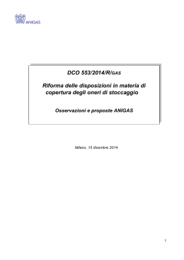 DCO 553/2014/R/GAS Riforma delle disposizioni in materia