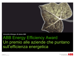 ABB Energy Efficiency Award Un premio alle aziende che