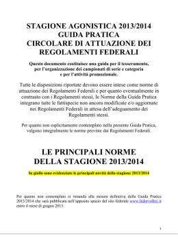 STAGIONE AGONISTICA 2013/2014 GUIDA PRATICA