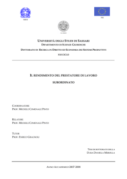 il rendimento del prestatore di lavoro subordinato