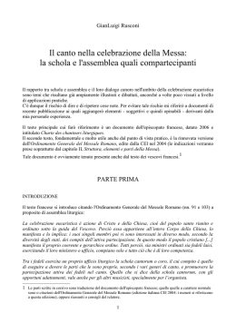 Il canto nella celebrazione della Messa: la schola e l