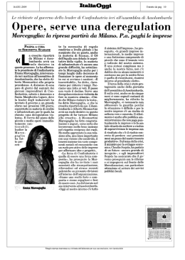 Opere, serve una deregulation - Italia Oggi, 16/06/2009