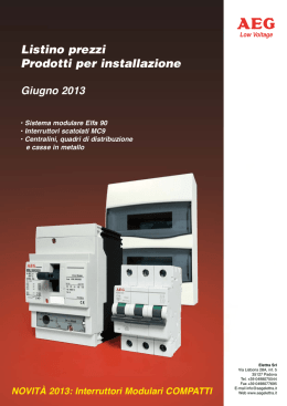 Listino prezzi Prodotti per installazione Giugno 2013