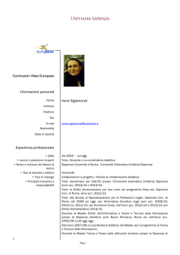 CV - Universit&agrave; Telematica Unitelma Sapienza