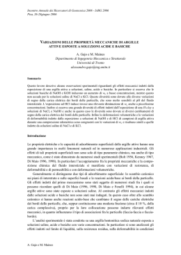 VARIAZIONI DELLE PROPRIET&Agrave; MECCANICHE DI ARGILLE