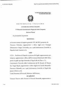 Sentenza Congrega - Il Corriere di Pianura