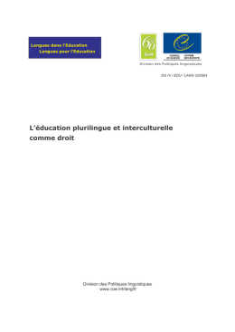 L`éducation plurilingue et interculturelle comme droit