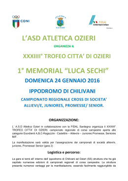 L`ASD ATLETICA OZI 1&deg; MEMORIAL &ldquo;LUCA L`ASD ATLETICA