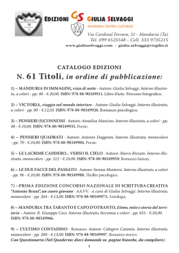 Titoli dei libri, Casa Editrice - Manduria Centro Culturale GS