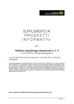 SUPPLEMENTO AI P R O S P E T T I I N F O R M A T I V I
