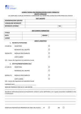 Scheda tecnica organizzazione eventi gruppi consiliari