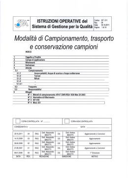 Modalit&agrave; di Campionamento, traspon`o e