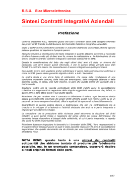Sintesi Contratti Integrativi Aziendali