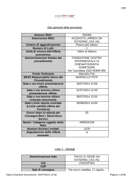 Elenco Fornitori Invitati - Centro Sperimentale di Cinematografia