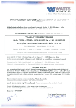 dichiarazione di conformità / declara tion of conformity