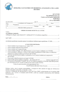 domanda cacciatori con residenza anagrafica nel lazio - atc
