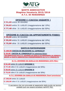 Quote associative stagione venatoria 2015-2016