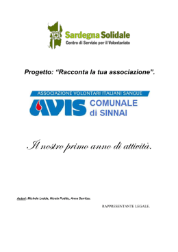 Il nostro primo anno di attivit&agrave;.