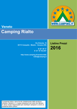 Listino Prezzi Camping Rialto