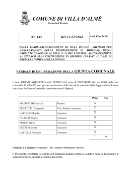 ricorso per annullamento della deliberazione di adozione della