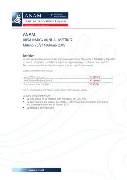 AIISA NADCA ANNUAL MEETING Milano 25/27 febbraio 2015