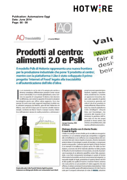 Publication: Automazione Oggi Date: June 2014 Page: 98