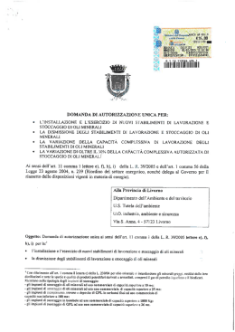 Domanda per l`Autorizzazione Unica per l`installazione di nuovi