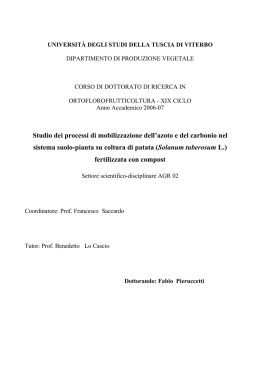Studio dei processi di mobilizzazione dell`azoto e