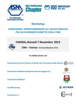 Workshop FAENZA,Giovedì 7 Novembre 2013