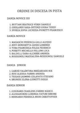 ORDINE DI DISCESA IN PISTA - PAT Pattinatori Artistici Torino