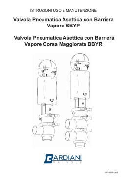 Valvola Pneumatica Asettica con Barriera Vapore BBYP Valvola