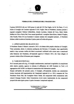 Il giorno 05/05/2014 alle ore 10,00 presso le sede del