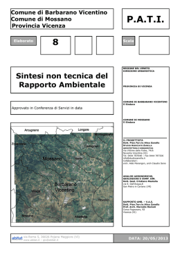 Sintesi non tecnica del Rapporto Ambientale