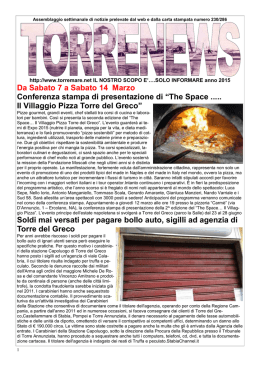 TORRENEWS 286 dal 7 al 14 Marzo 2015