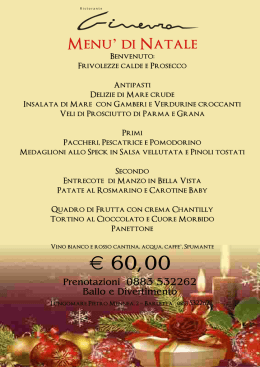 MENU` DI NATALE - Ristoranti Barletta Ginevra