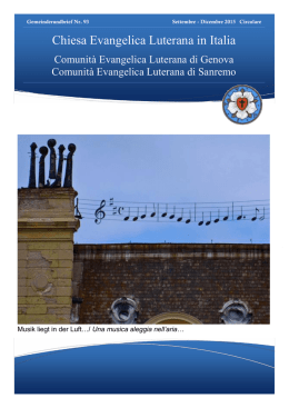 Una musica aleggia nell`aria - Chiesa Evangelica Luterana in Italia