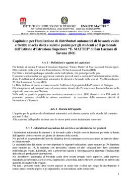 Capitolato per l`istallazione di distributori automatici di bevande