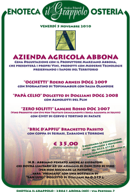 5 novembre - Enoteca Il Grappolo
