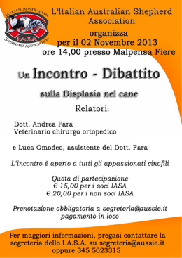 L`ltalian Australian Shepherd Association a l organizza