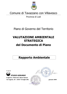 Rapporto Ambientale - Comune di Tavazzano con Villavesco