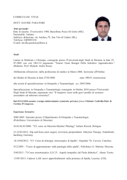 CURRICULUM VITAE DOTT. DAVIDE PARATORE