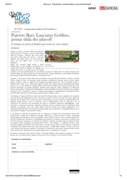 Patriots Bari- Lanciano Goblins, prima sfida dei playoff