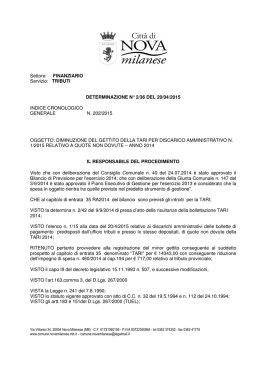 TRIBUTI DETERMINAZIONE N&deg; 2/36 DEL 20/04/2015 INDICE