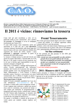 Il 2011 &eacute; vicino: rinnoviamo la tessera