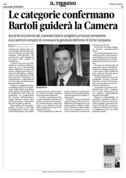 Le categorie confermano Bartoli guider   la Camera